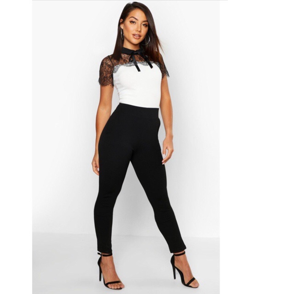 Lara lace trim tie neck jumpsuit